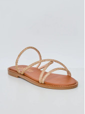 Danae Rhinestone Flat Sandals - Bronze (Girlhood Paris)